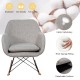 Accent upholstered rocking armchair in gray with linen fabric, cushioned seat, and beech wood legs for stylish comfort.