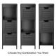 Black multifunction storage rack with three floors and two drawers, ideal for bathroom or living room organization.