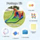 Inflatable water slide park featuring a climbing wall, slide, and splash pool, made of puncture-resistant 420 D oxford.