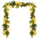9-foot pre-lit Christmas garland with snow flocked tips and red berries, featuring 50 warm white LED lights for festive.
