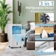 Evaporative portable air cooler fan in white with remote control, featuring 3 modes and 4 speed options for summer.