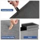 Close-up of the light gray folding storage ottoman showing the resilient sponge padding and convenient pull ring for.