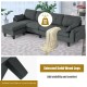 Reversible L-shaped sectional sofa in gray with movable ottoman, solid wood legs, and breathable linen fabric for.