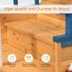 Close-up of the wooden pirate boat sandbox made of durable fir wood, featuring waterproof surface and safe for kids.