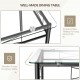 Tempered glass tabletop of a dining table with rounded corners for safety, part of a 5-piece dining set.