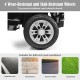 Close-up of the 12 V kids ride on truck's wear-resistant wheels, designed for various road conditions and safety.