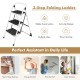 3-step folding ladder with anti-slip platform and handgrip, ideal for home use and easy to carry for various tasks.