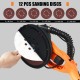 Close-up of the Electric Foldable Drywall Sander with 12 sanding discs, featuring variable speed and ergonomic handle.