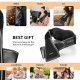 Shiatsu neck massager in black with 8 kneading nodes, heat function, and ergonomic design for full-body relaxation.