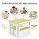 Kids wooden activity table and chairs set with storage bench, ergonomic design for learning, playing, and eating.