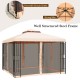10x10 feet 2-tier vented metal canopy with mosquito netting, featuring a rust-resistant steel frame for outdoor events.