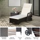 Outdoor cushioned chaise lounge with adjustable backrest, made of weather-resistant PE rattan, perfect for patio.