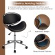 Adjustable leather office chair with curved seat and ergonomic design, perfect for home or office use.
