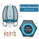 4 feet kids trampoline with enclosure net, solid steel frame, and safety features for indoor and outdoor play.