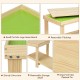 Solid multifunctional wood kids activity play table with removable tabletop and double storage space for toys and books.