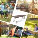 6 feet folding portable rattan table with carrying handle, ideal for BBQs, picnics, and camping activities.