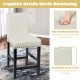 Beige kitchen chair with rubber wood legs, featuring a soft cushion and breathable linen fabric for comfortable seating.