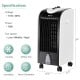 3-in-1 portable evaporative air cooler with honeycomb pad, 3 wind speeds, and caster wheels for easy mobility indoors.
