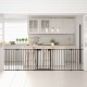5-panel adjustable black fireplace fence made of heavy-duty steel, ideal as a pet gate or safety barrier for indoor use.