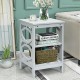 Gray 3-tier nightstand with two open compartments, perfect for storage and display in living room or bedroom.
