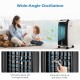 Portable evaporative air cooler with remote control, showcasing wide-angle oscillation for effective cooling in homes.