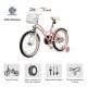 18-inch pink kids bike with adjustable height, training wheels, and detachable basket for safe and fun riding.