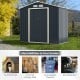 Metal storage shed with sliding double lockable doors, gray, ideal for tools, pets, or garbage storage in your garden.