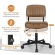 Brown PU leather adjustable office chair with backrest, 360° swivel design, suitable for study or office use.