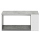 Stylish gray coffee table with spacious storage shelves, crafted from eco-friendly P2 MDF, perfect for home or office.