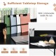 L-shaped black computer desk with file shelf and hutch, designed for efficient storage and modern workspace.