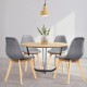 Modern dining chair set with wood legs and fabric cushions, featuring ergonomic design for comfort in any dining space.