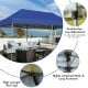 Adjustable folding sun shelter in blue with 300D oxford cloth, featuring a sturdy steel frame for outdoor events.