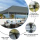 Adjustable folding sun shelter in gray with a sturdy steel frame, ideal for outdoor parties and picnics.