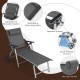Adjustable patio folding chaise lounge chair with wheels, featuring breathable fabric and a 7-level adjustable backrest.