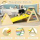 Wooden 3-in-1 climbing toy set featuring two triangle climbers and a ramp, designed for safe play and motor skill.