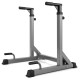 Adjustable dip-up station in silver and red, featuring heavy-duty steel construction and foam-padded handles for.