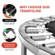 Close-up of the 40 sturdy metal springs on the 2-Person Foldable Mini Kids Fitness Rebounder Trampoline for balanced.