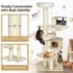 Multi-level 77.5-inch cat tree in cream white with sisal posts, plush pads, and a sturdy base for feline fun and rest.