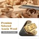Close-up of premium acacia wood texture showcasing durability, ideal for the 4-piece outdoor chat set with cushions.