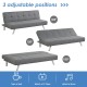 Convertible 3-seat sofa bed in gray with 3 adjustable positions, perfect for small apartments and versatile living.