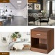 Modern brown nightstand with storage drawer and open compartment, perfect for bedroom or living room decor.