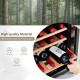 43-bottle wine cooler with dual zone temperature control, stainless steel door, and wooden shelves for optimal wine.