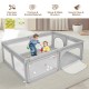Extra-large gray safety baby fence with 50 ocean balls, featuring a sturdy structure and 360° visibility for playtime.