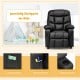 Kids recliner chair in black with cup holder, ergonomic design, and side pockets for storage, perfect for ages 3 and up.