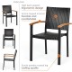 Outdoor patio wicker dining chair with ergonomic design, acacia armrest, and sturdy powder-coated steel frame for.