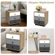 Wooden nightstand with drawer and cabinet, featuring a stylish industrial design for bedroom or living room storage.