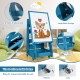Kids' standing art easel in navy with adjustable height, large drawing board, and lockable wheels for easy movement.