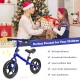 Kids no pedal balance bike in blue with adjustable seat and handlebar, perfect for developing balance and coordination.