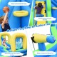 Multifunctional inflatable water bounce featuring a climbing wall, water cannon, and built-in basketball hoop for kids'.