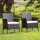 Set of 2 outdoor PE rattan armchairs with removable waterproof cushions, perfect for backyard and patio relaxation.